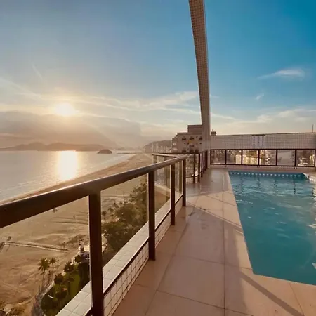 Flat Em Frente Ao Mar Com Piscina Varanda E Ac Santos  Exterior photo