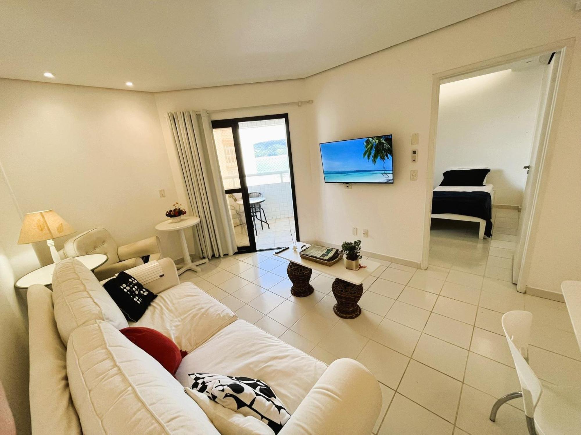 Flat Em Frente Ao Mar Com Piscina Varanda E Ac